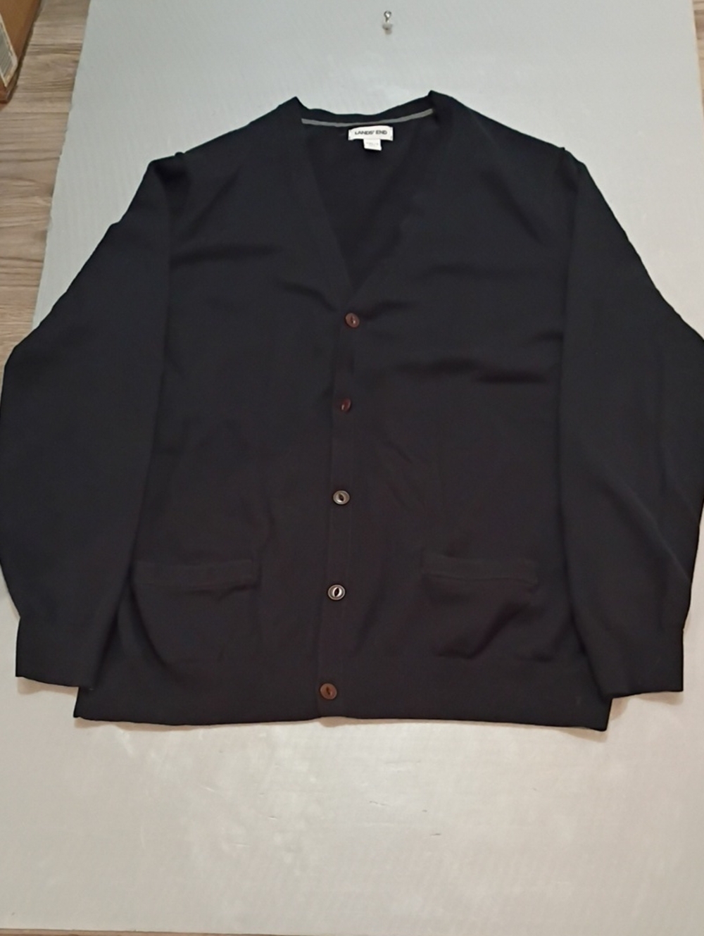Lands' End Black Men's/Women's V-Neck Button Cardigan